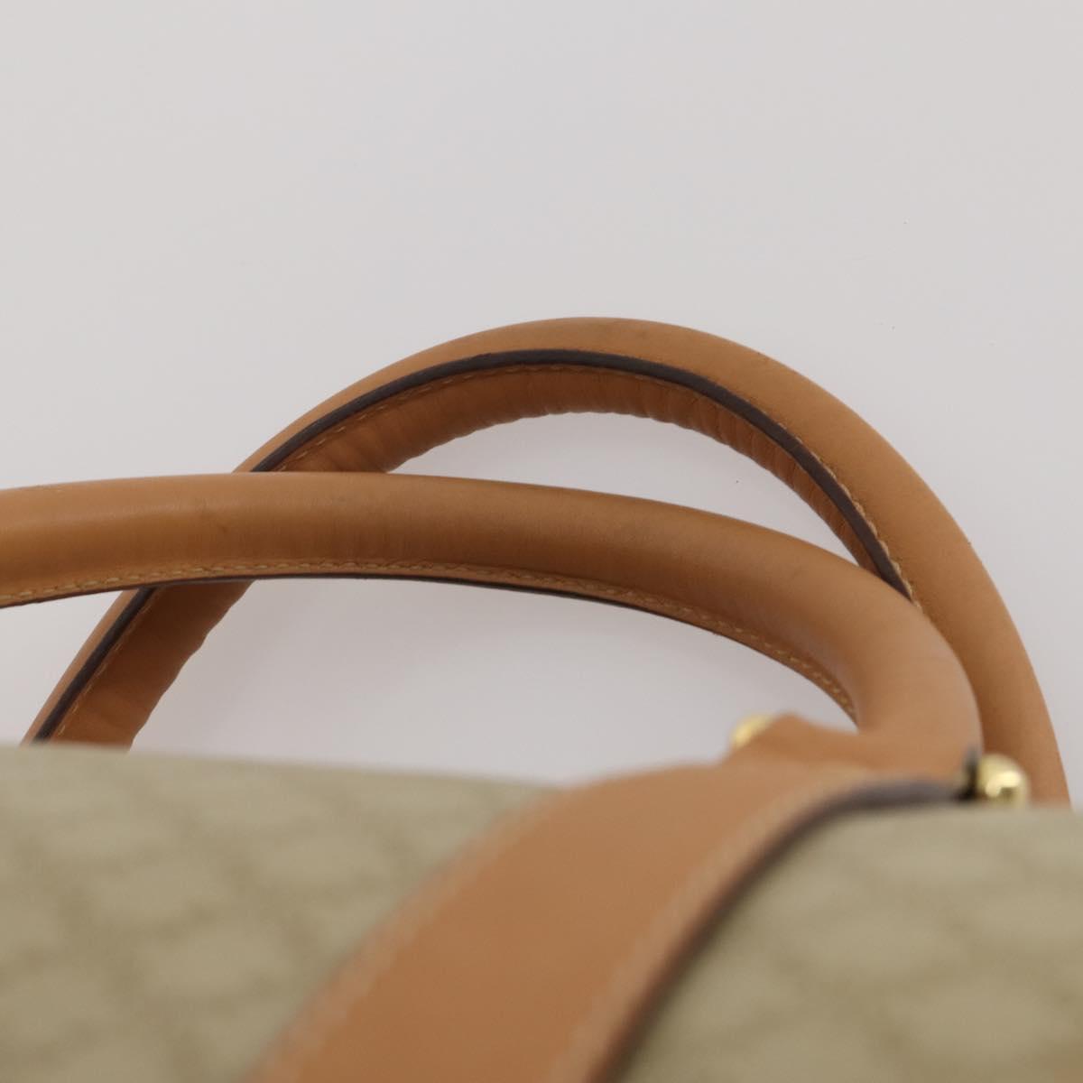 CELINE Macadam Canvas Boston Bag PVC Beige Gold Auth 197482A