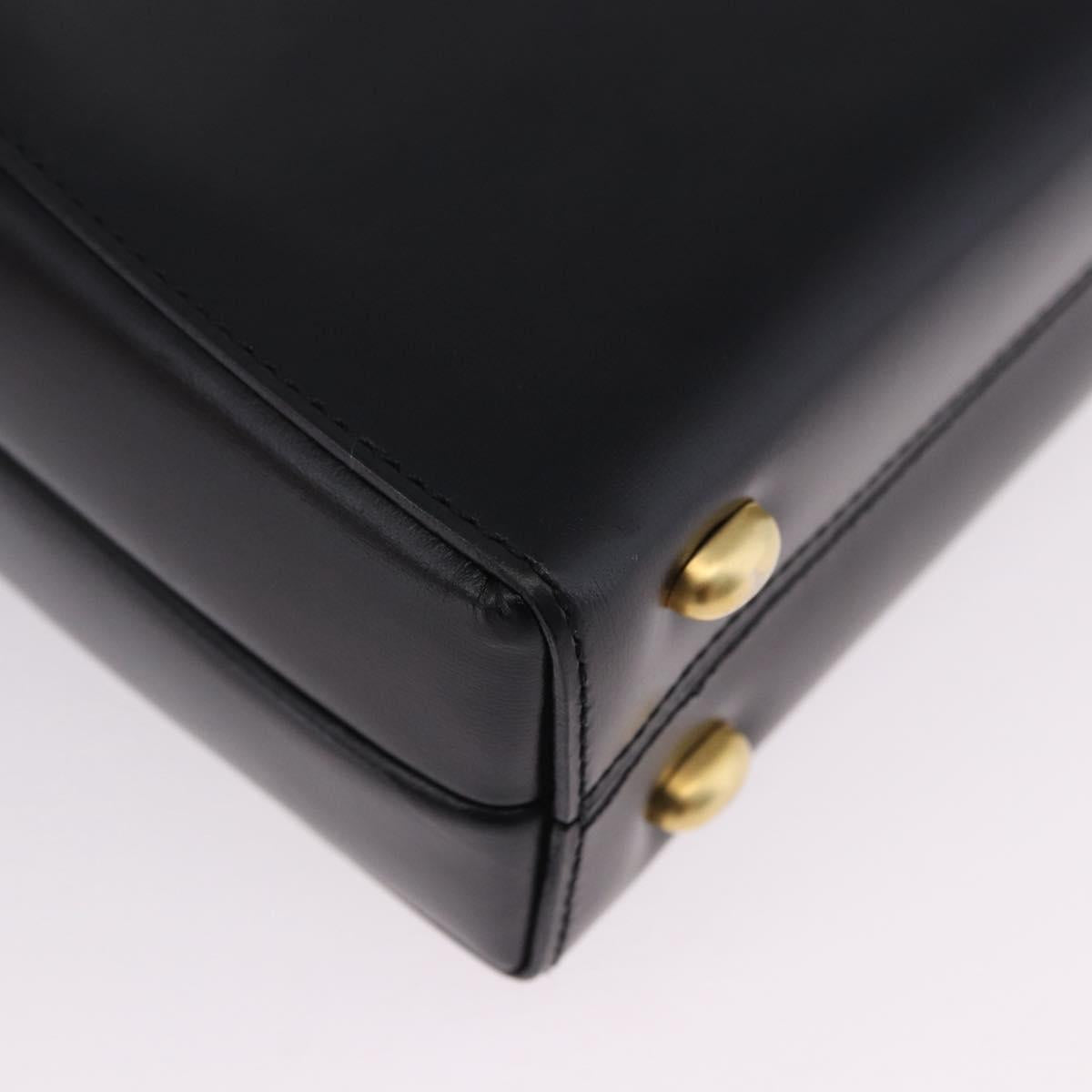 CELINE Shoulder Bag Leather Black Gold Auth 197483A