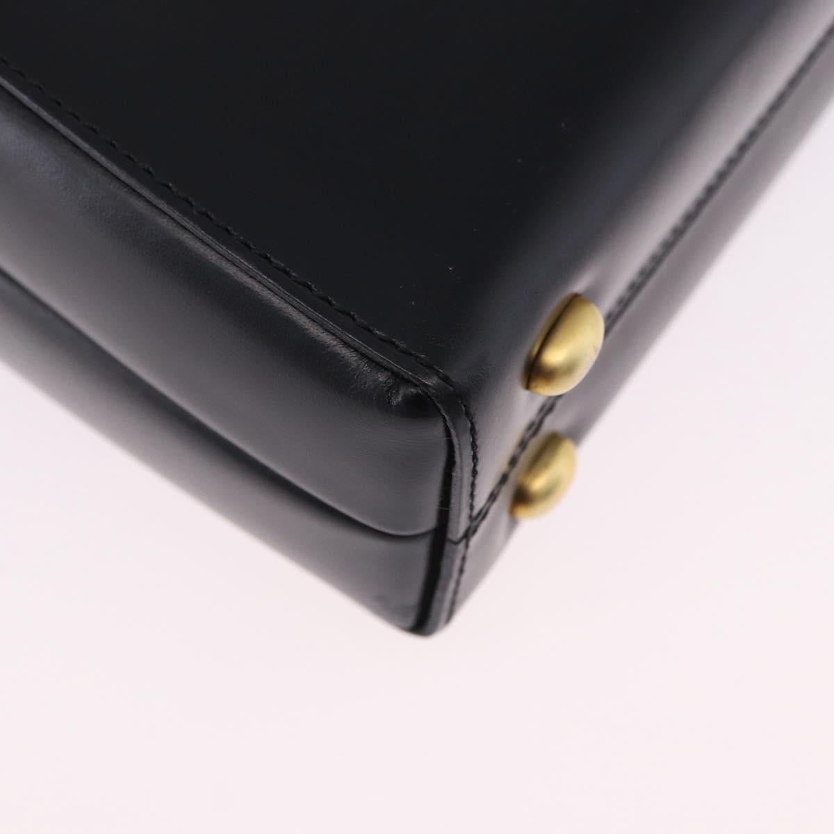 CELINE Shoulder Bag Leather Black Gold Auth 197483A