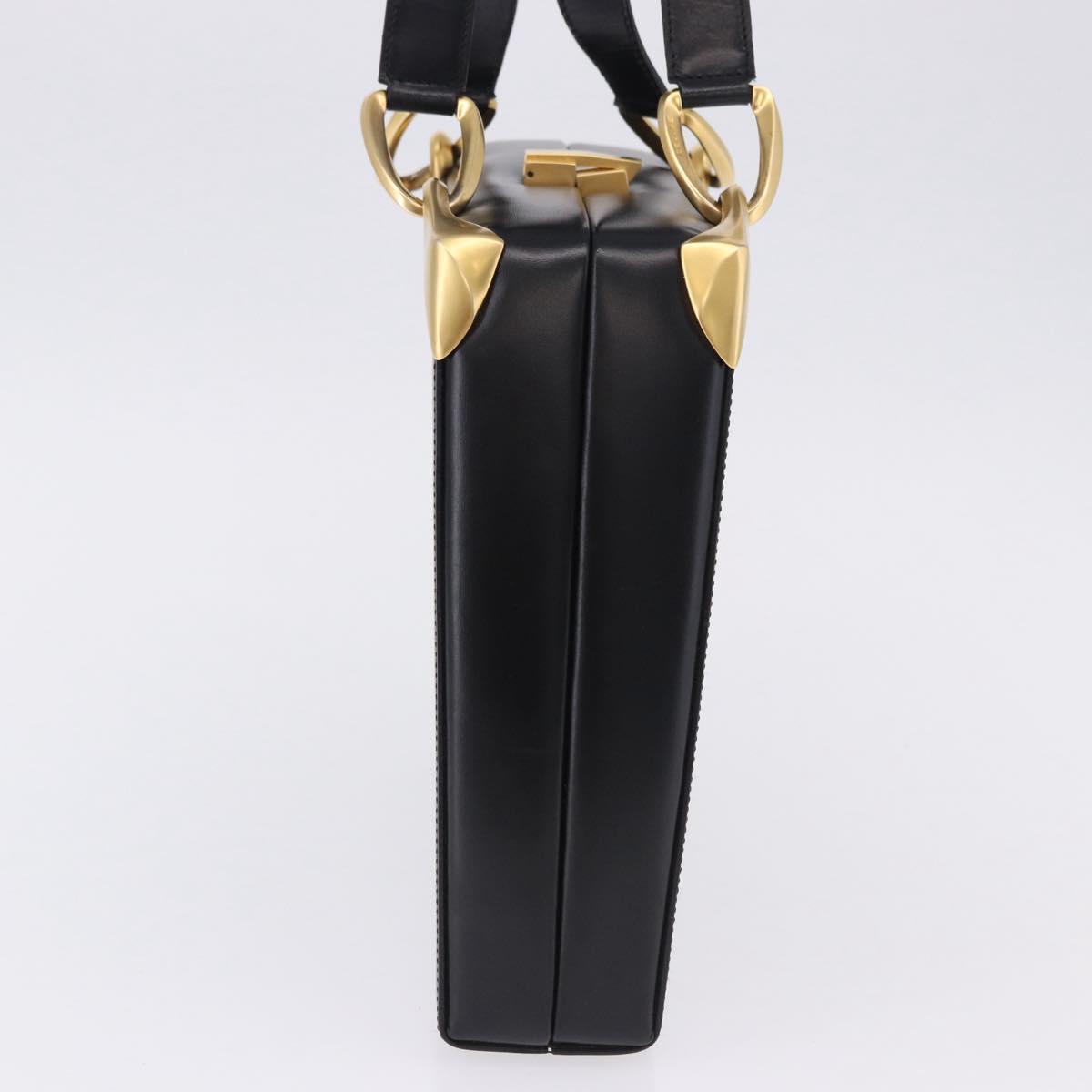 CELINE Shoulder Bag Leather Black Gold Auth 197483A