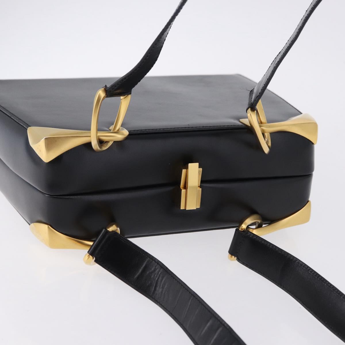 CELINE Shoulder Bag Leather Black Gold Auth 197483A