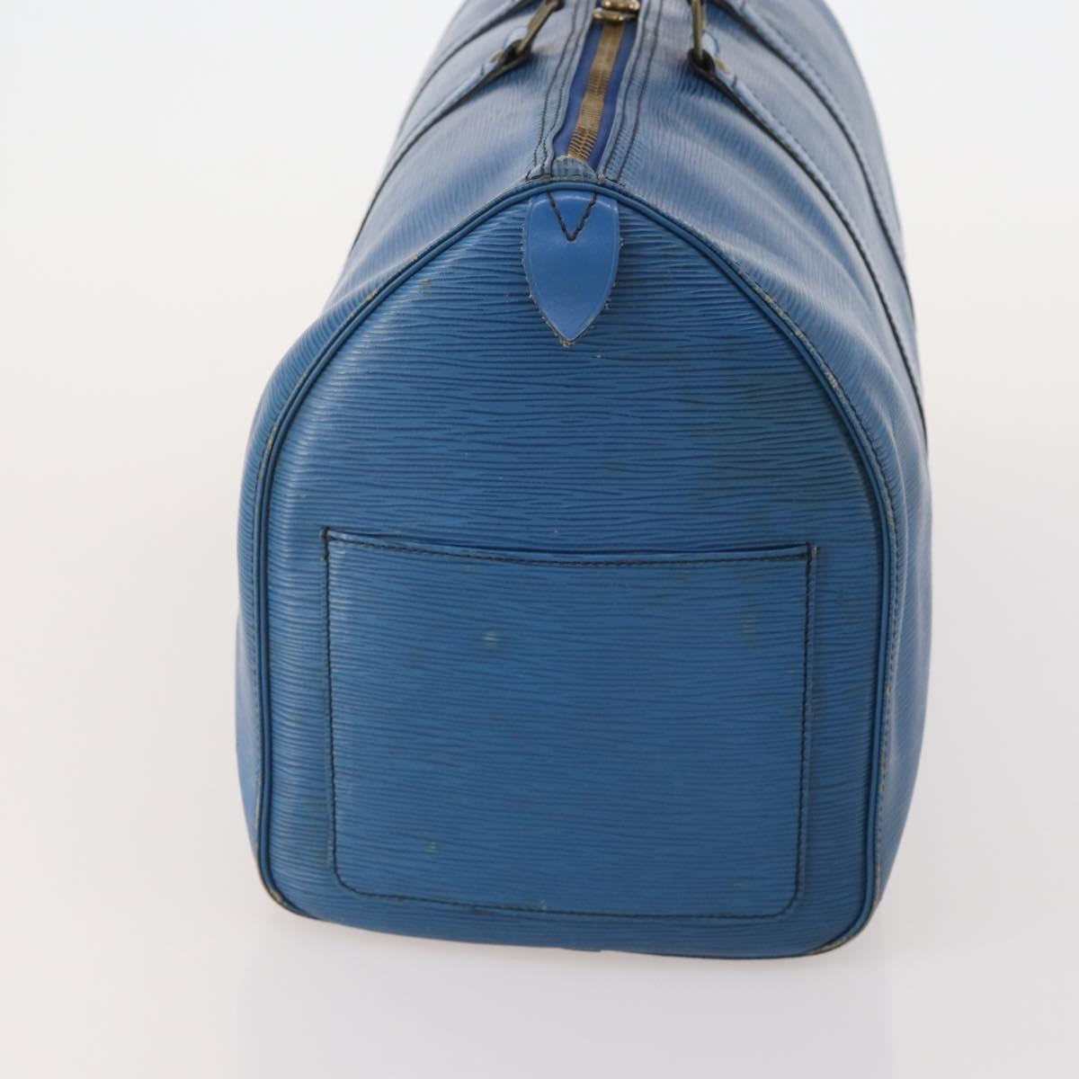 LOUIS VUITTON Epi Keepall 45 Boston Bag Blue M42975 LV Auth 197485