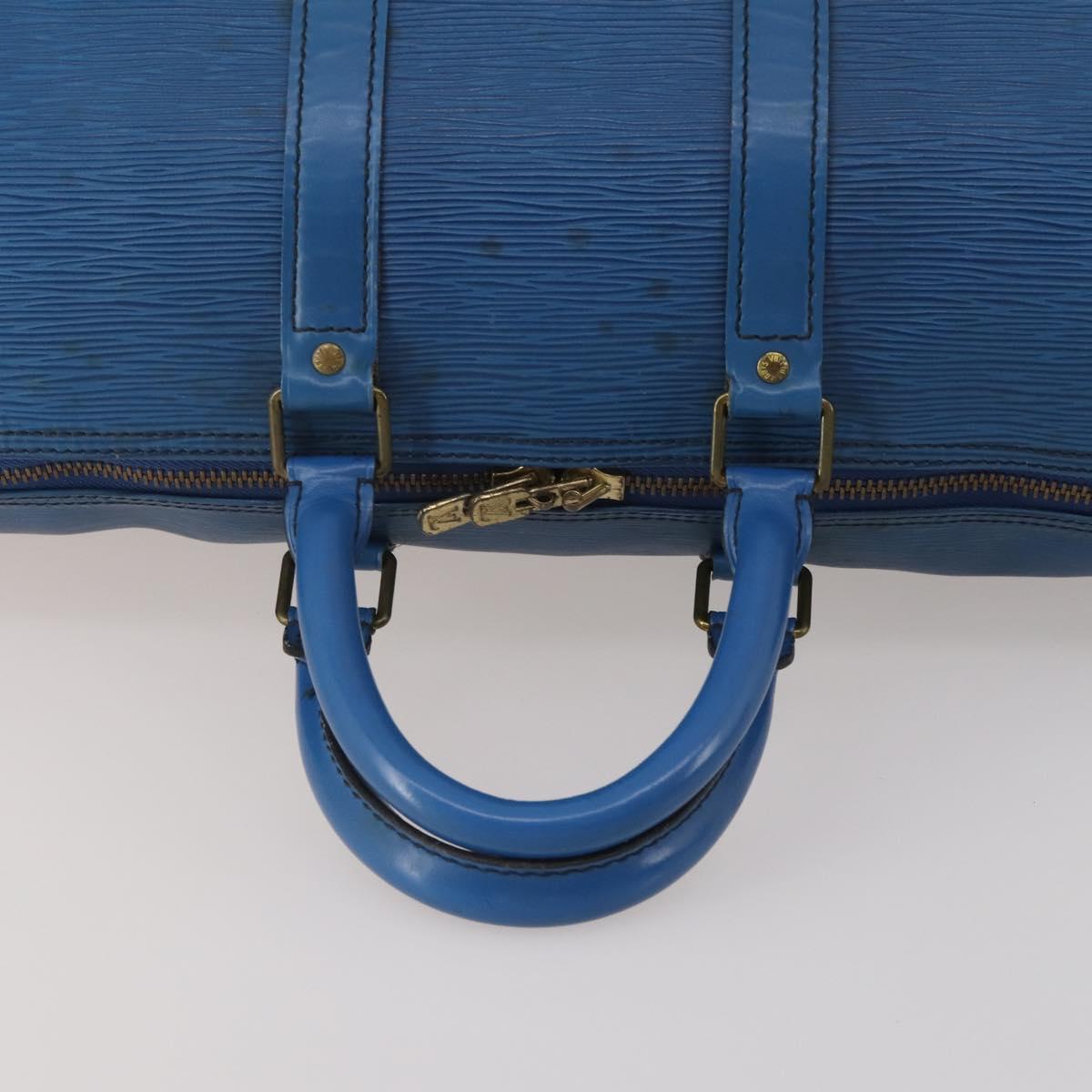 LOUIS VUITTON Epi Keepall 45 Boston Bag Blue M42975 LV Auth 197485
