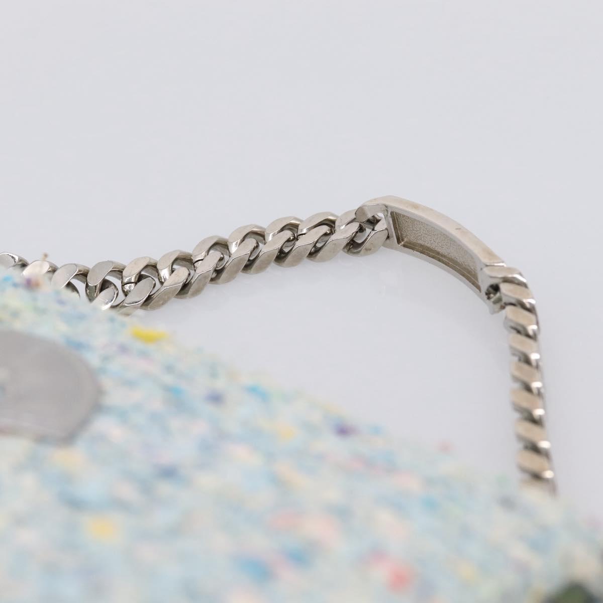 CHANEL COCO Mark Chain Hand Bag Tweed Light Blue Silver CC Auth 197488SAM