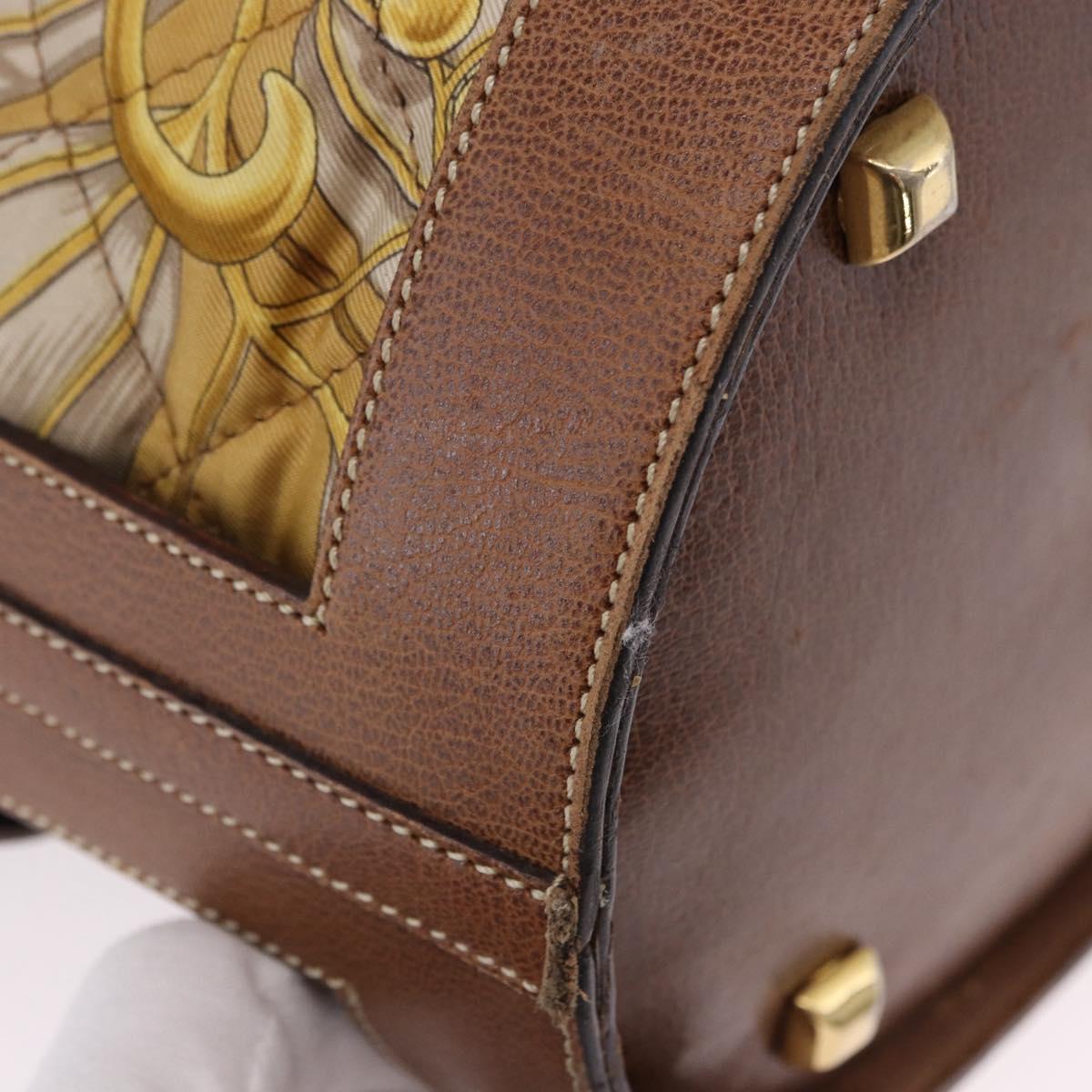 Salvatore Ferragamo Shoulder Bag Leather Brown Gold Auth 197492