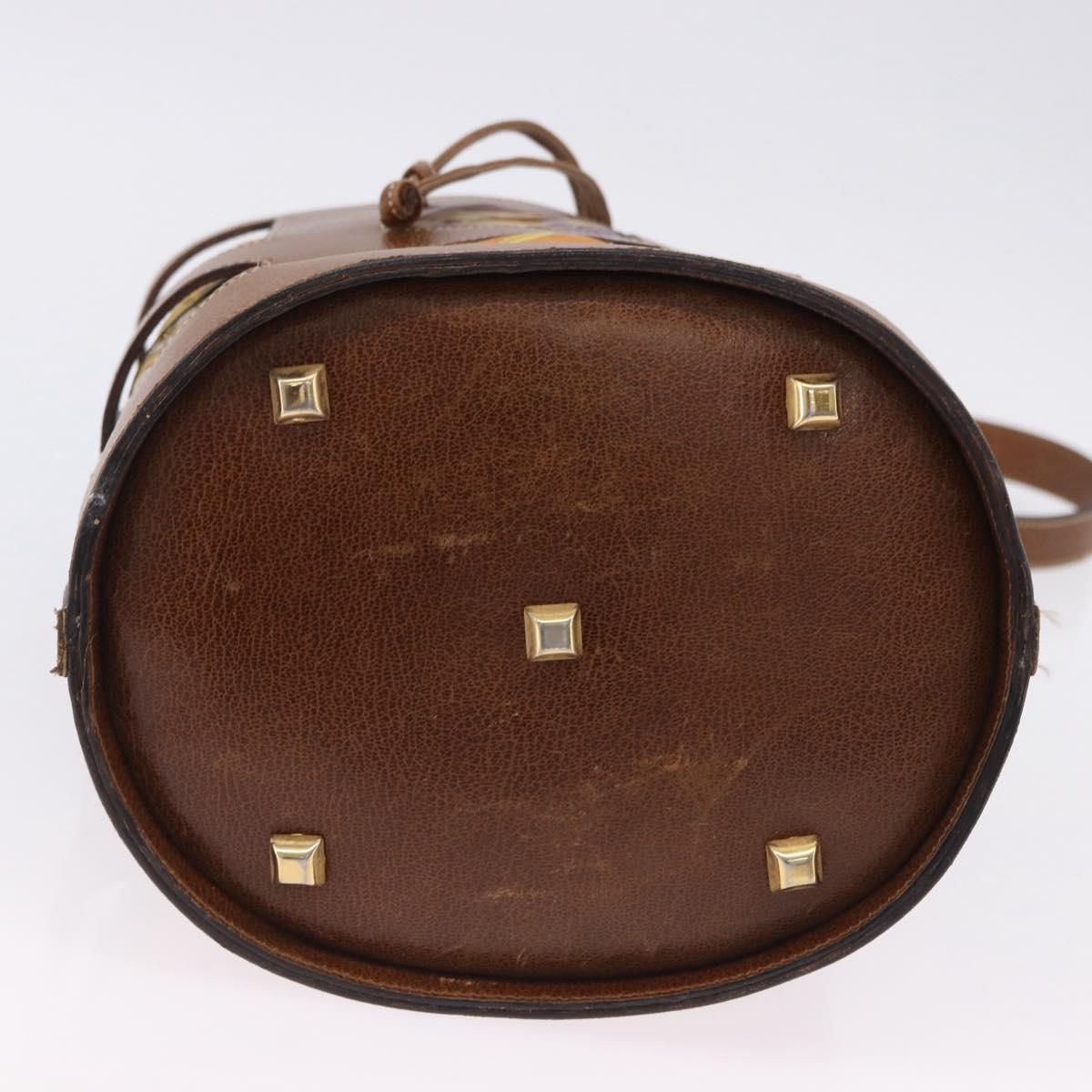 Salvatore Ferragamo Shoulder Bag Leather Brown Gold Auth 197492