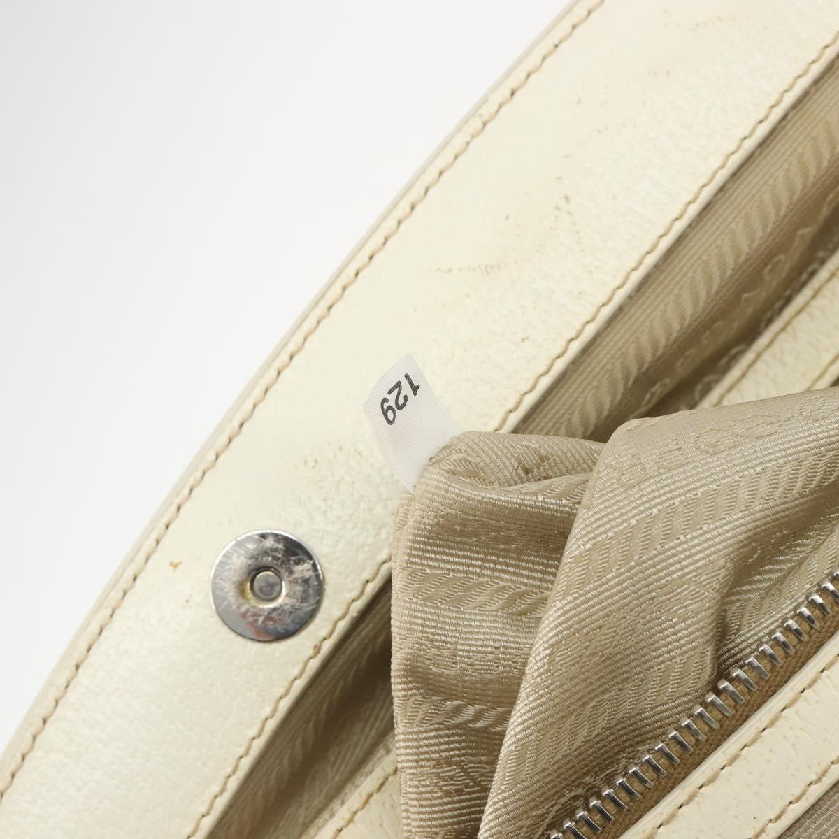 PRADA Hand Bag Straw Beige Silver Auth 197502A