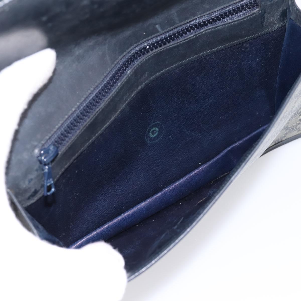 CELINE Macadam Canvas Shoulder Bag PVC Navy Gold Auth 197504
