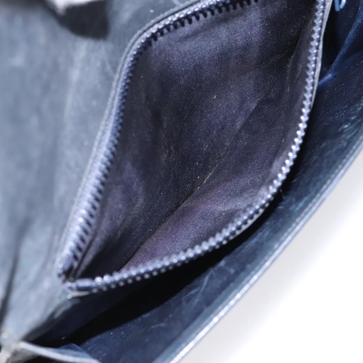 CELINE Macadam Canvas Shoulder Bag PVC Navy Gold Auth 197504