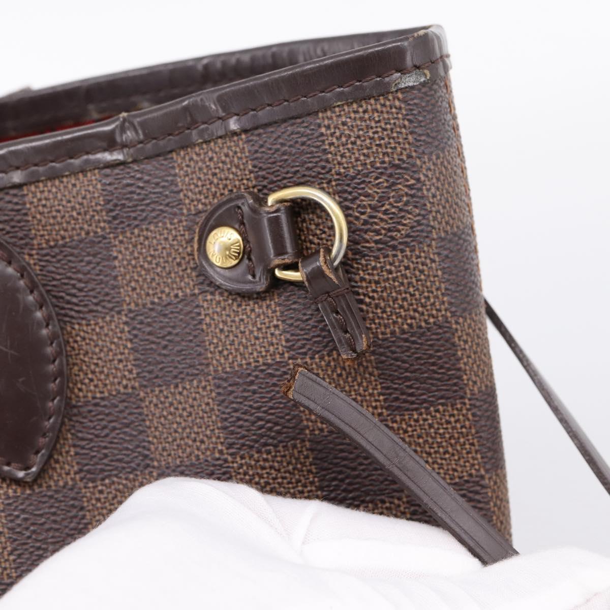 LOUIS VUITTON Damier Ebene Neverfull PM Tote Bag N51109 LV Auth 197506