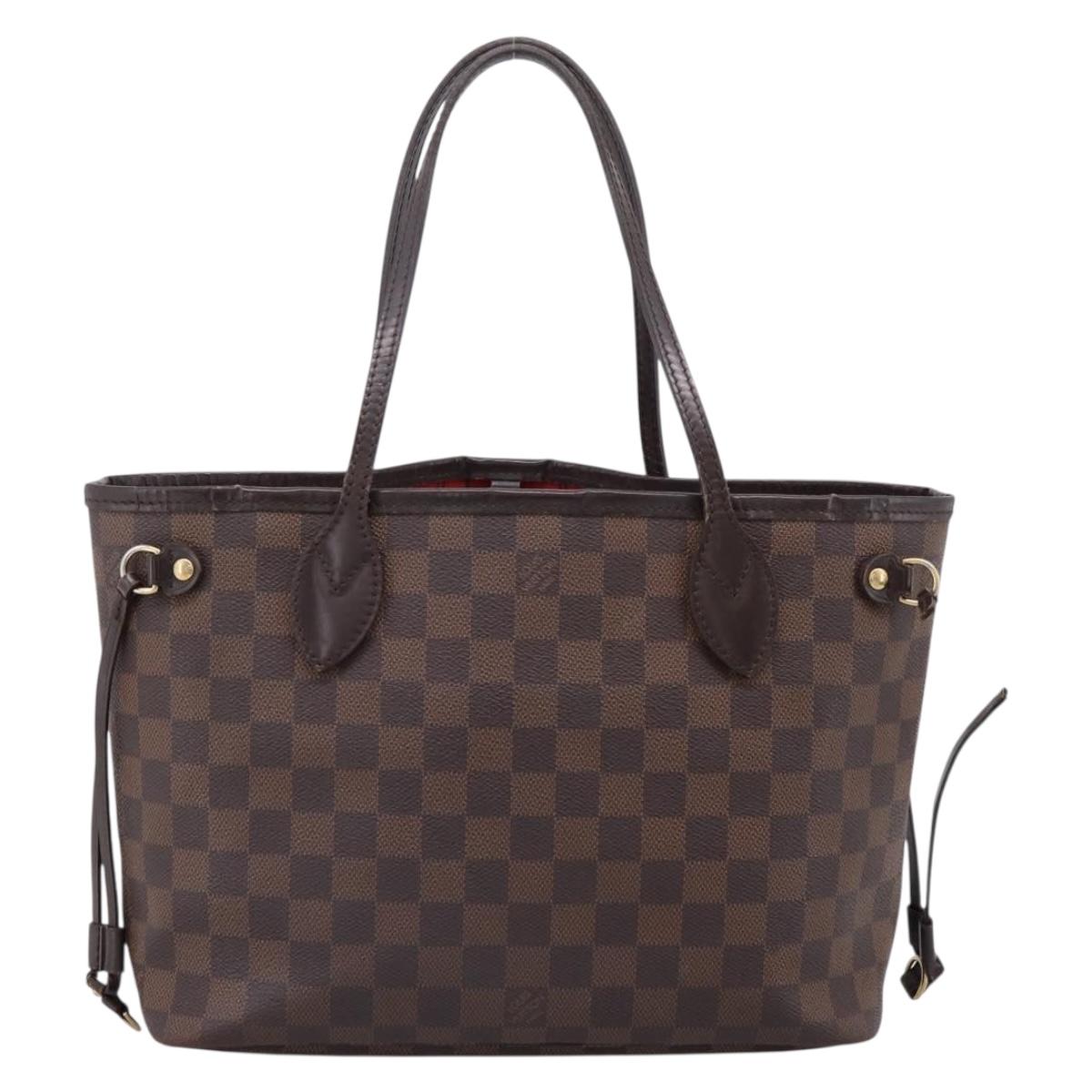 LOUIS VUITTON Damier Ebene Neverfull PM Tote Bag N51109 LV Auth 197506