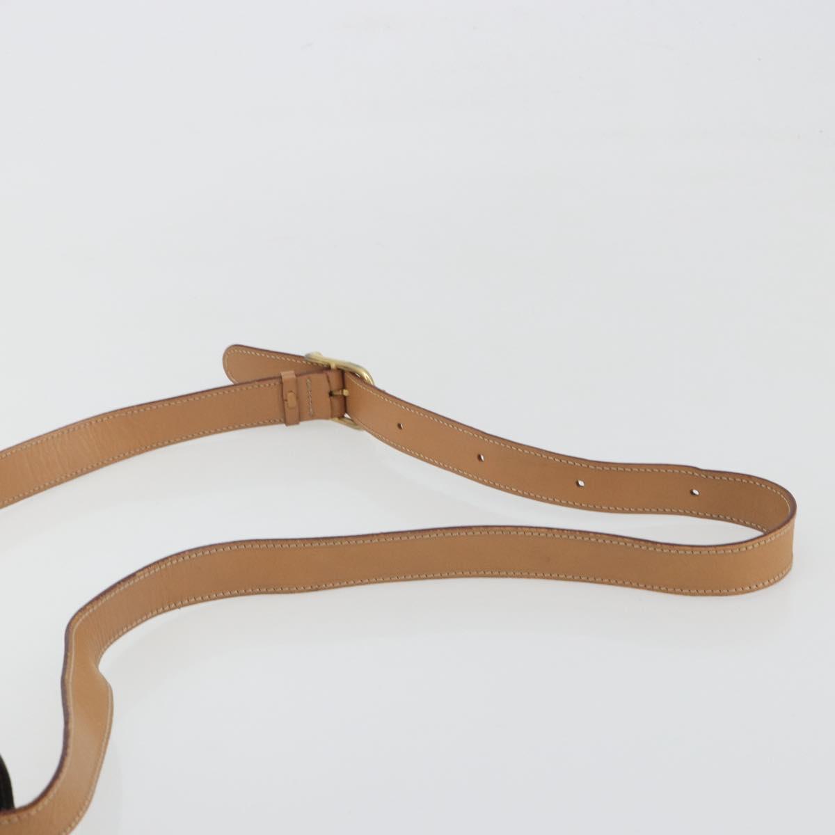 CELINE Macadam Canvas Circle Shoulder Bag PVC Leather Brown Gold Auth 197510A