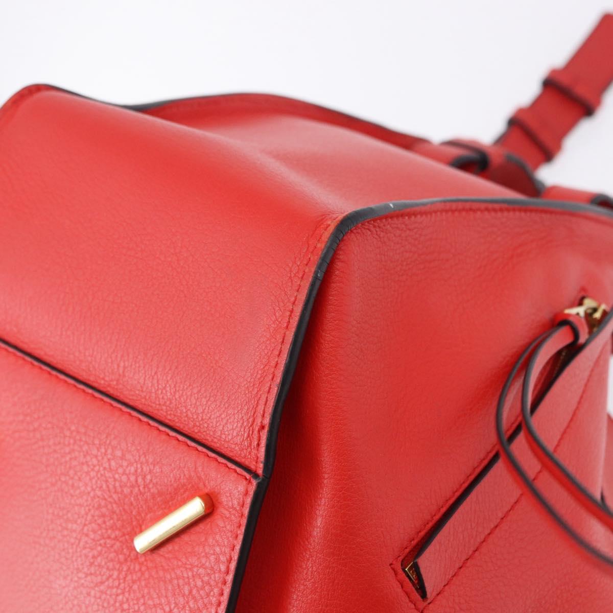 LOEWE Hammock Hand Bag Leather 2way Red Gold Auth 197512A