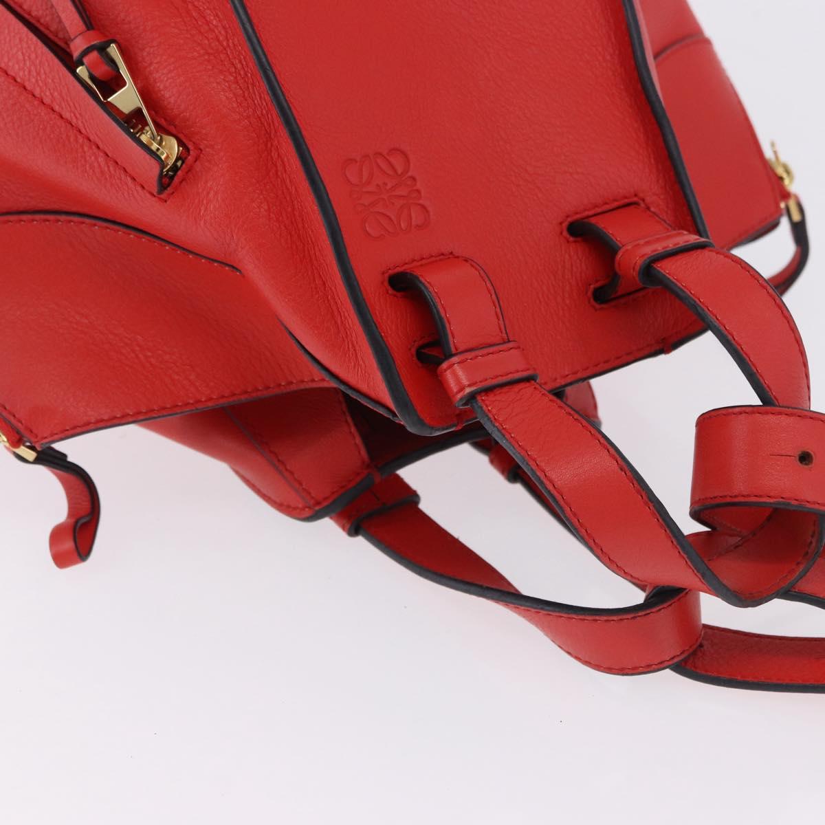 LOEWE Hammock Hand Bag Leather 2way Red Gold Auth 197512A