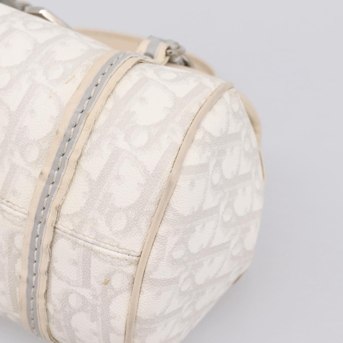 Christian Dior Trotter Canvas Romantic Hand Bag PVC White Silver Auth 197513V