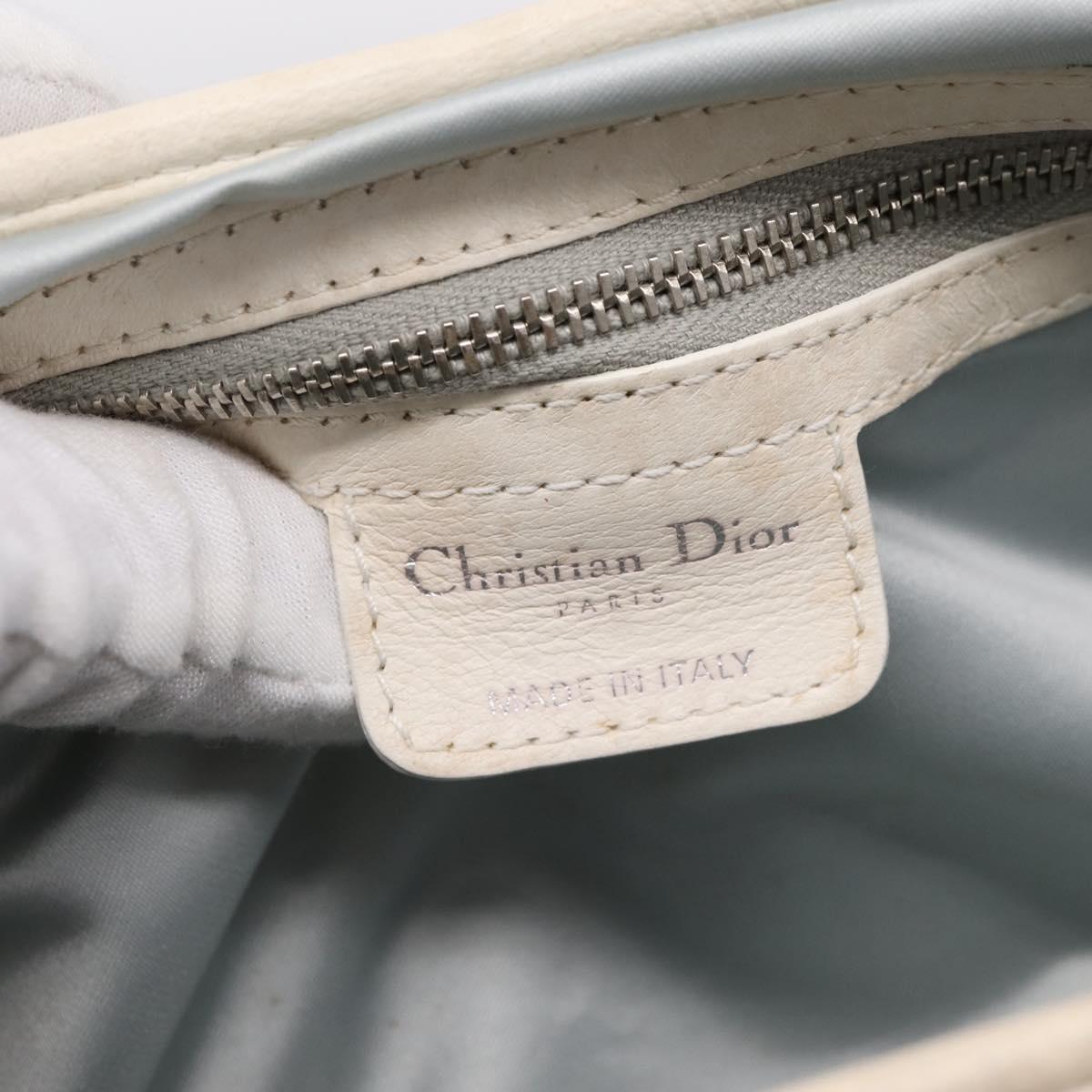Christian Dior Trotter Canvas Romantic Hand Bag PVC White Silver Auth 197513V