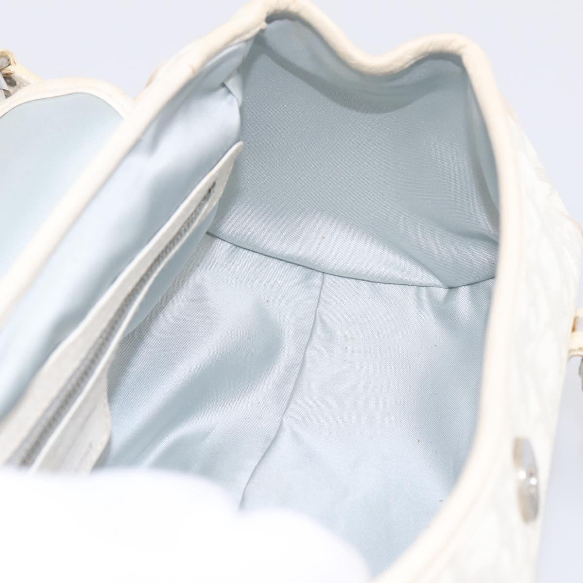 Christian Dior Trotter Canvas Romantic Hand Bag PVC White Silver Auth 197513V