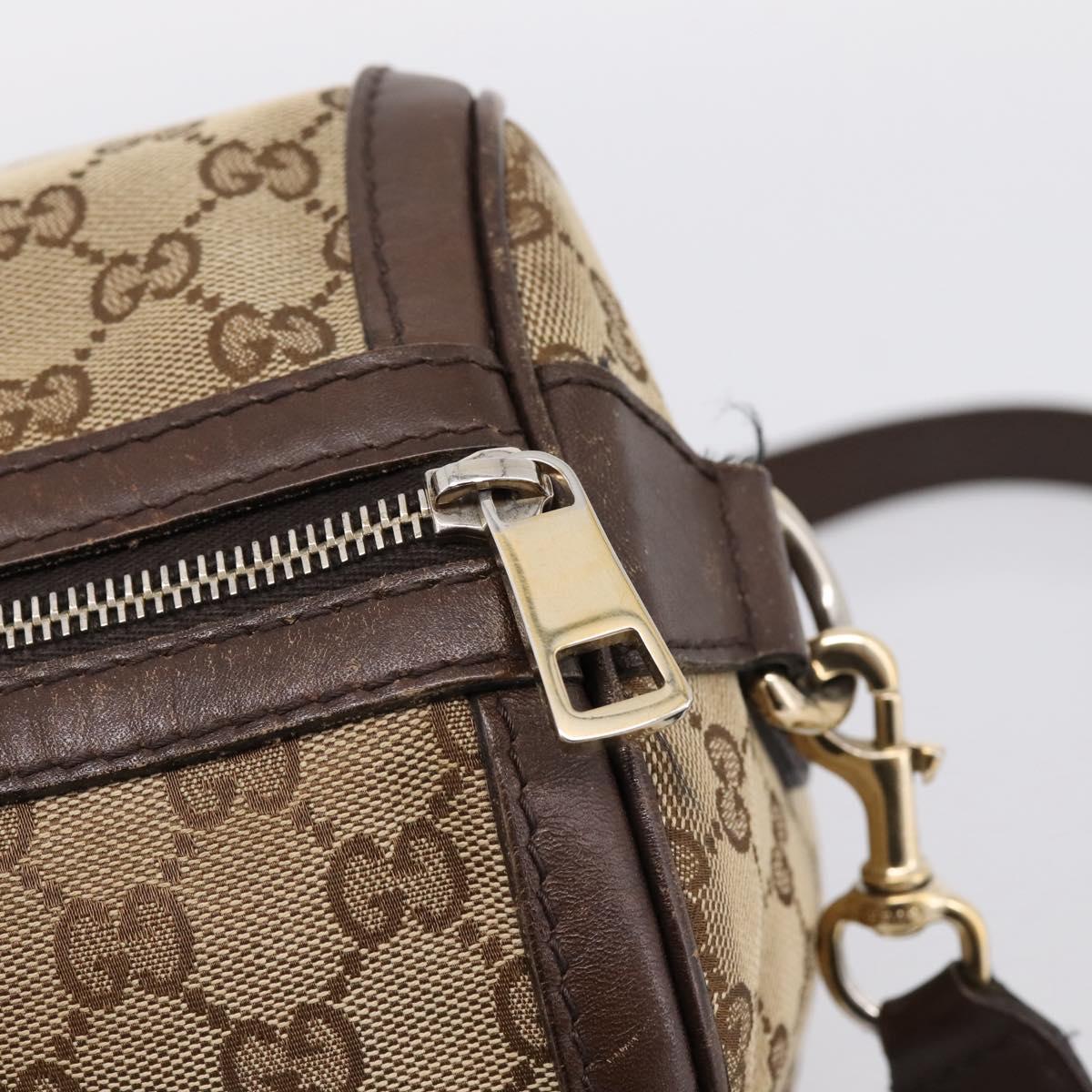 GUCCI GG Canvas Web Sherry Line Boston Bag 2way Beige Gold 247205 Auth 197515