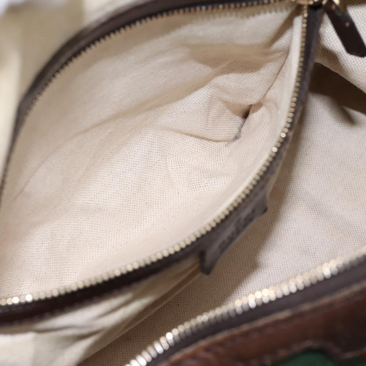 GUCCI GG Canvas Web Sherry Line Boston Bag 2way Beige Gold 247205 Auth 197515