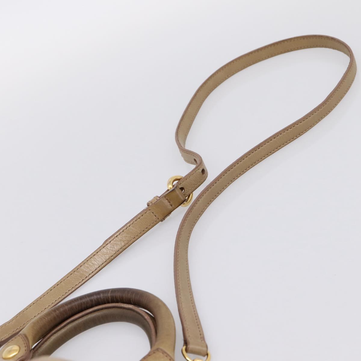 Miu Miu Hand Bag Vitello Lux Leather 2way Beige Gold Auth 197516A
