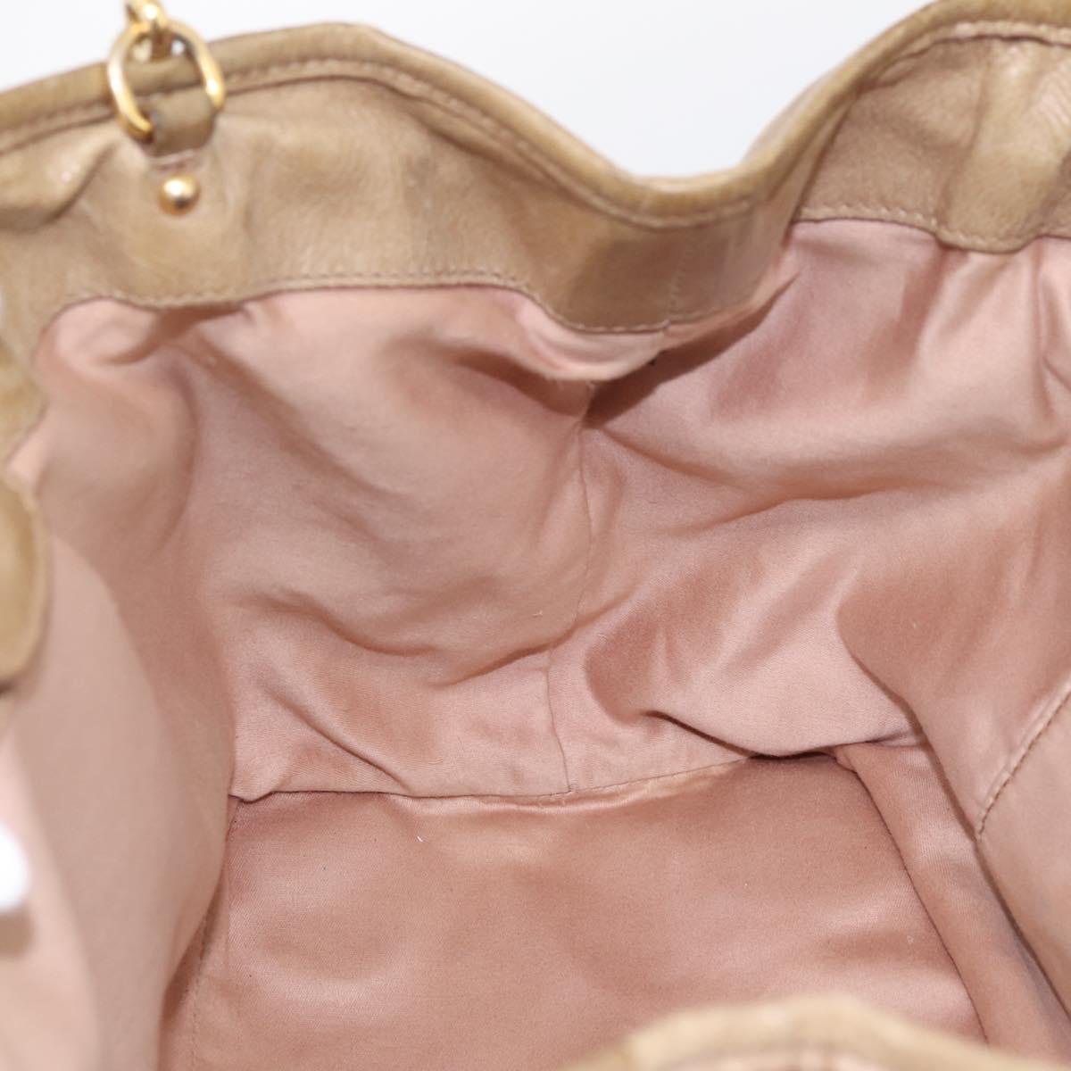 Miu Miu Hand Bag Vitello Lux Leather 2way Beige Gold Auth 197516A