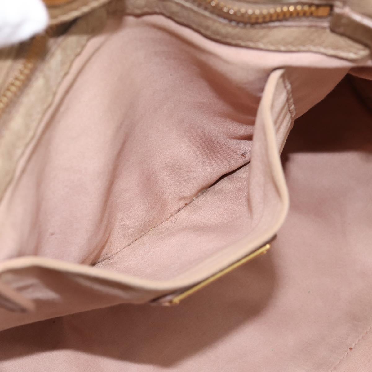 Miu Miu Hand Bag Vitello Lux Leather 2way Beige Gold Auth 197516A