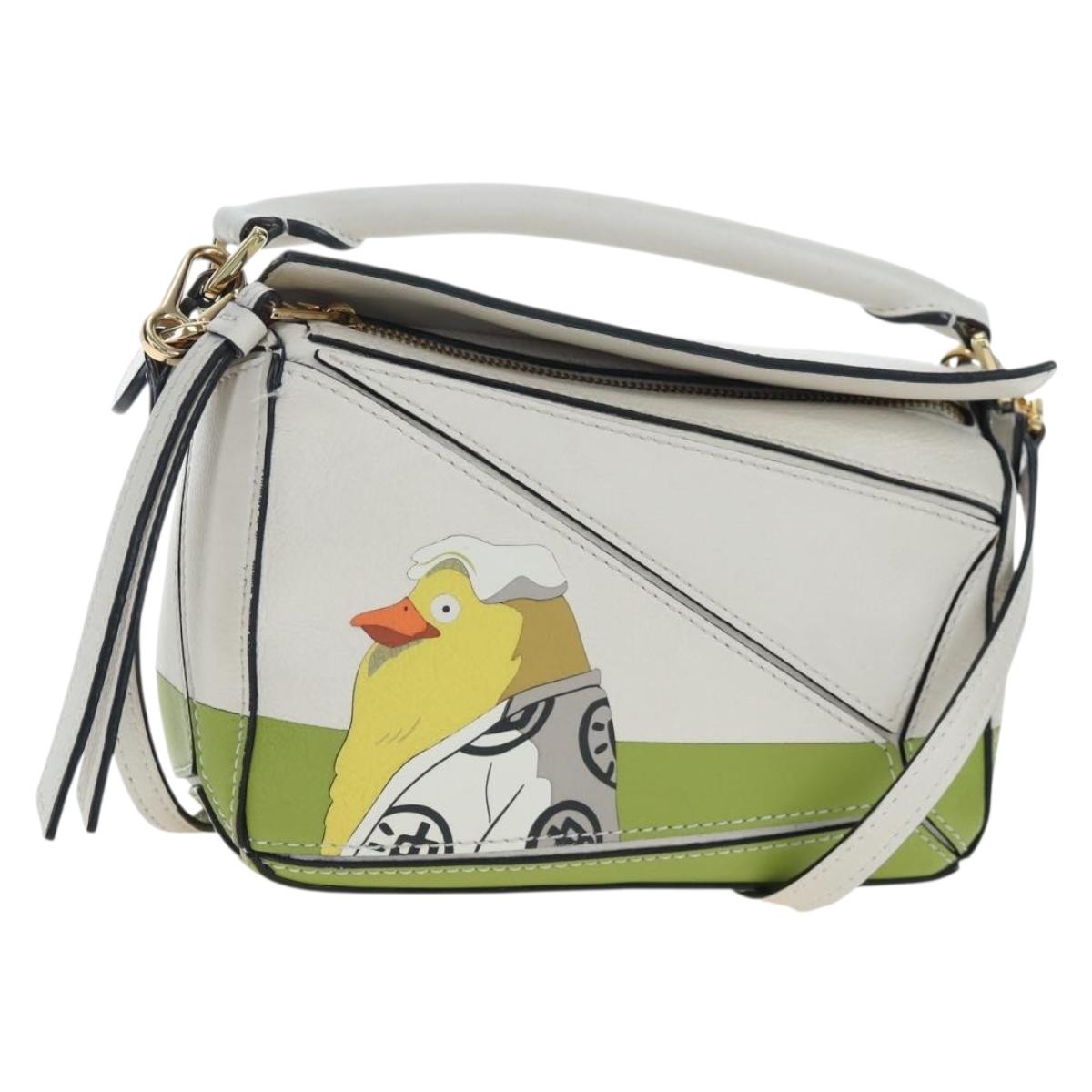 LOEWE ~ Studio Ghibli Puzzle Bag mini Leather 2way Ivory Gold Auth 197518SM