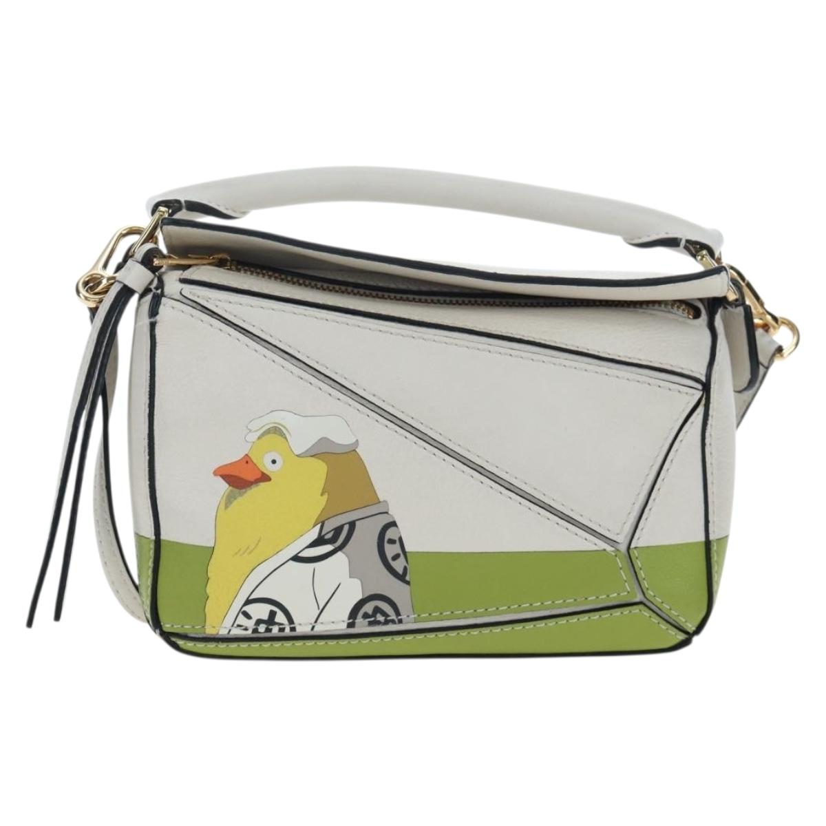 LOEWE ~ Studio Ghibli Puzzle Bag mini Leather 2way Ivory Gold Auth 197518SM