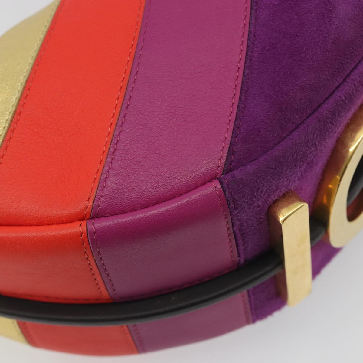 FENDI Graffiti Shoulder Bag Leather Multicolor Gold Auth 197520M