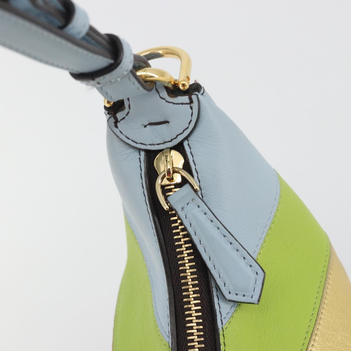 FENDI Graffiti Shoulder Bag Leather Multicolor Gold Auth 197520M