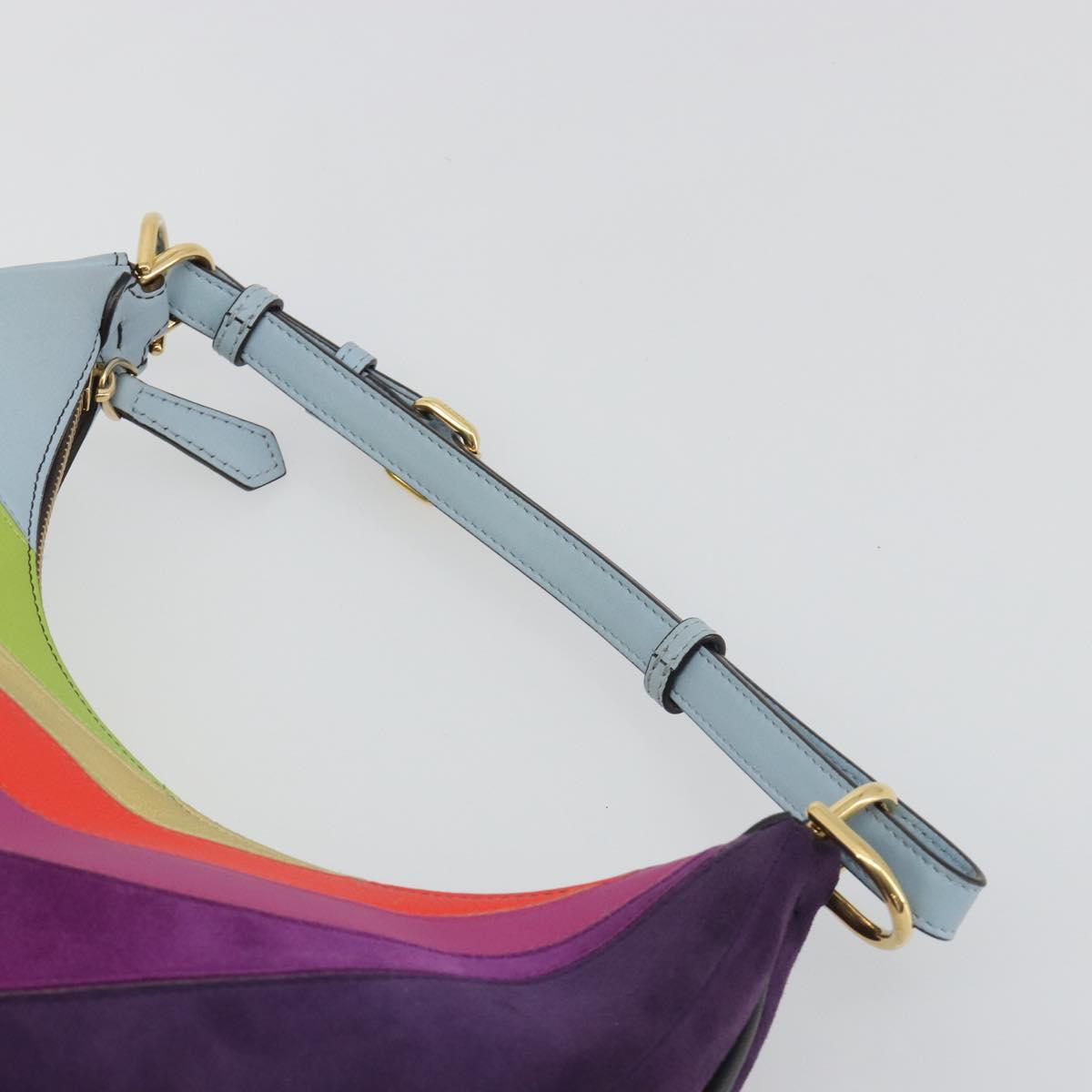 FENDI Graffiti Shoulder Bag Leather Multicolor Gold Auth 197520M