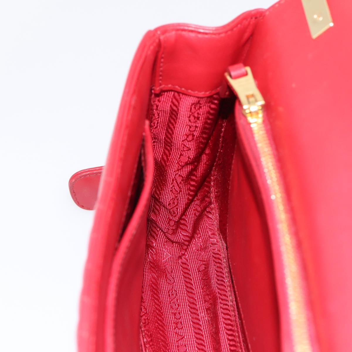 PRADA Diagram Chain Shoulder Bag Leather Red Gold Auth 197523V