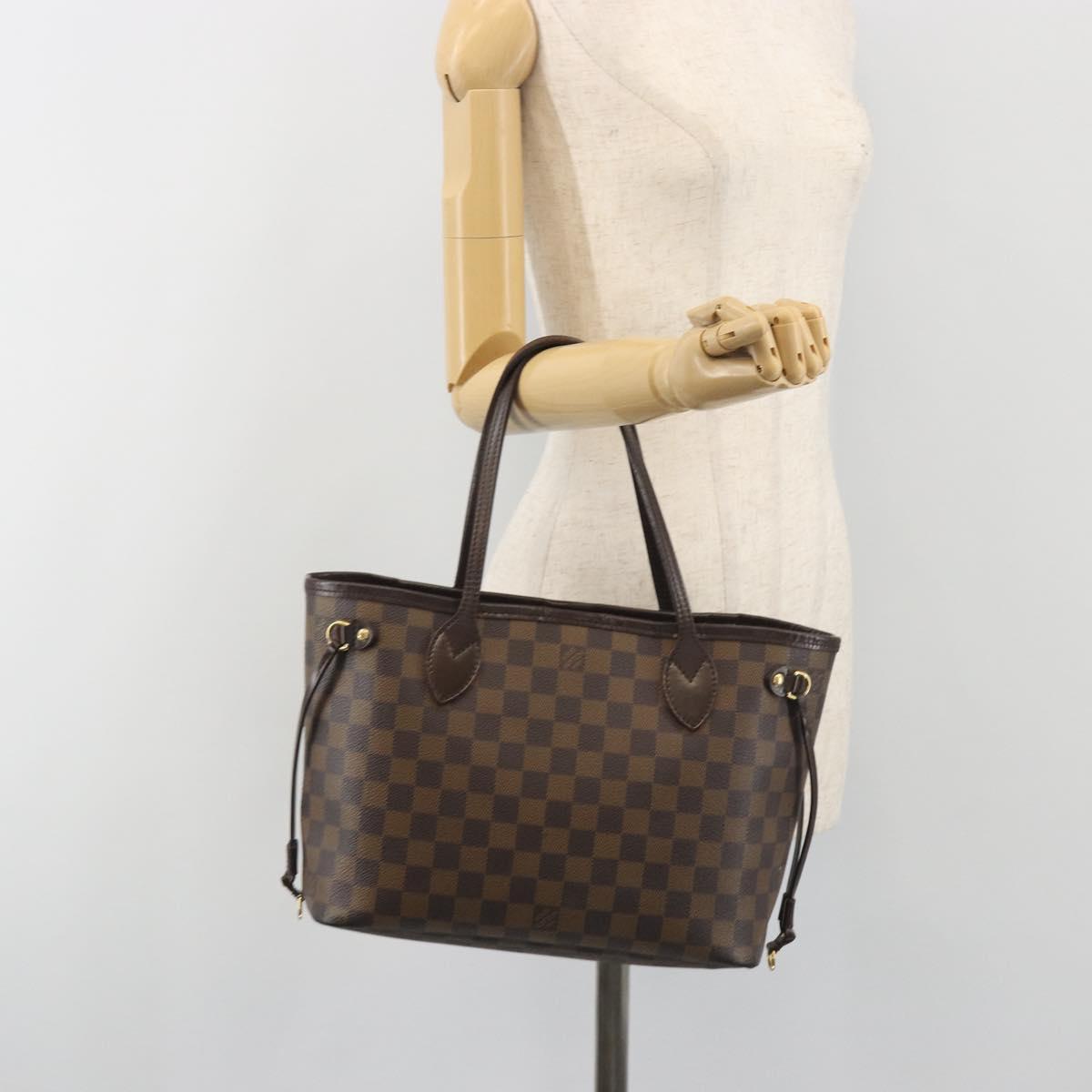 LOUIS VUITTON Damier Ebene Neverfull PM Tote Bag N51109 LV Auth 197530