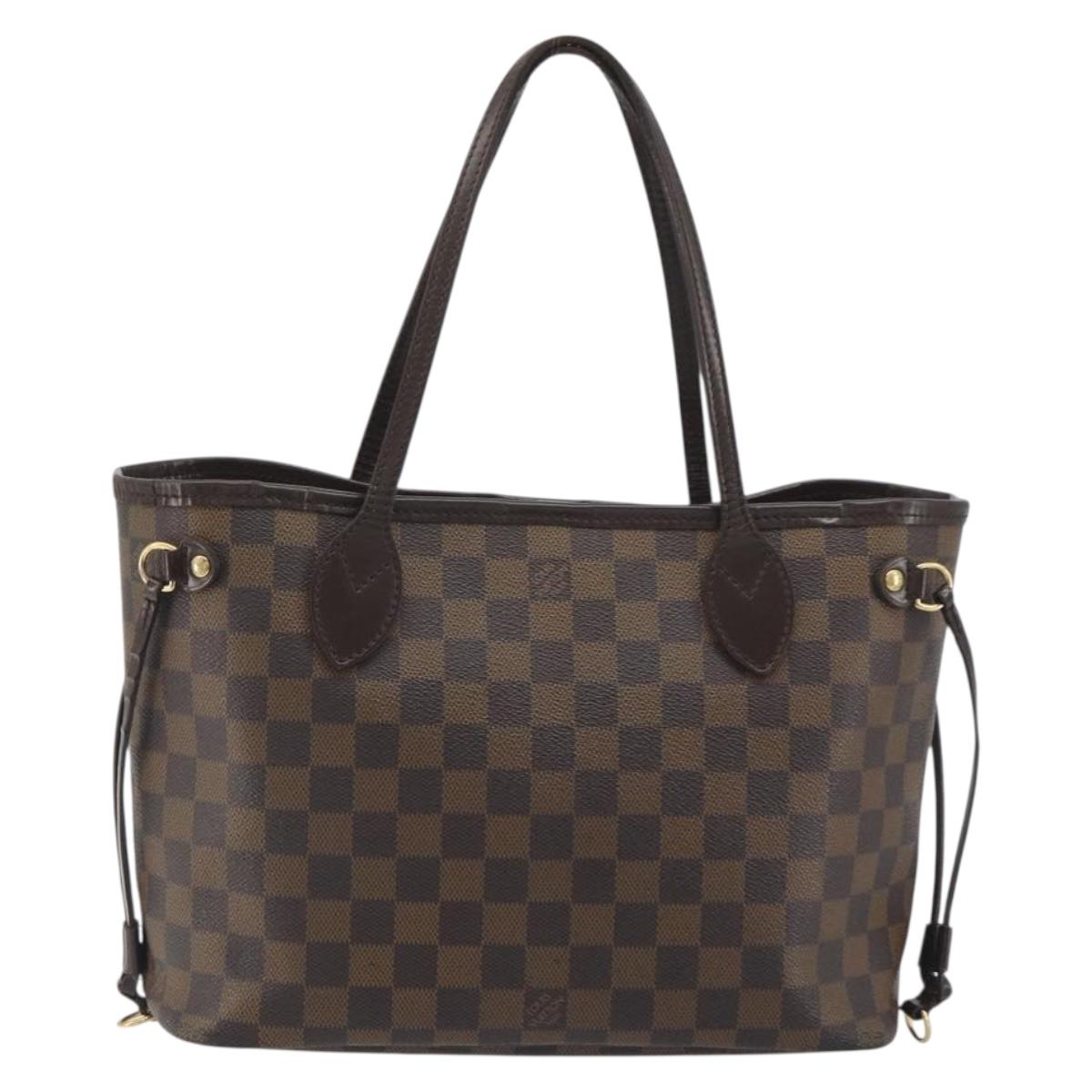 LOUIS VUITTON Damier Ebene Neverfull PM Tote Bag N51109 LV Auth 197530