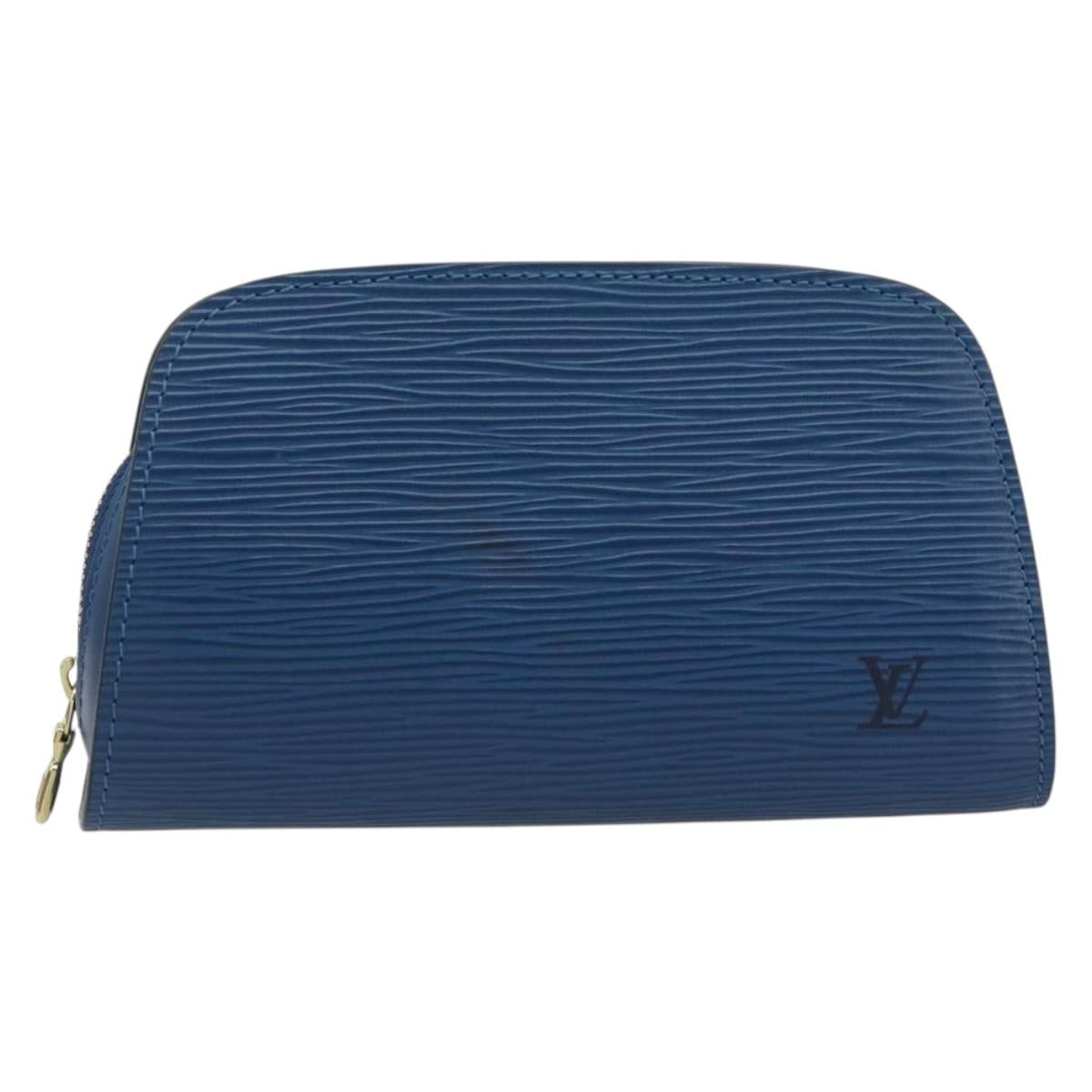 LOUIS VUITTON Epi Dauphine PM Pouch Blue M48445 LV Auth 197540