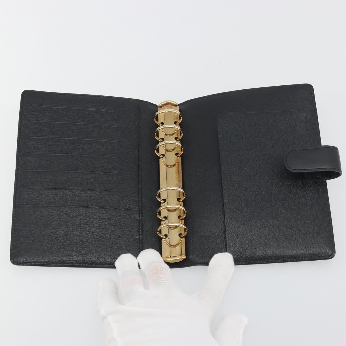 LOUIS VUITTON Nomad Agenda MM Day Planner Cover Black R20478 LV Auth 197557A