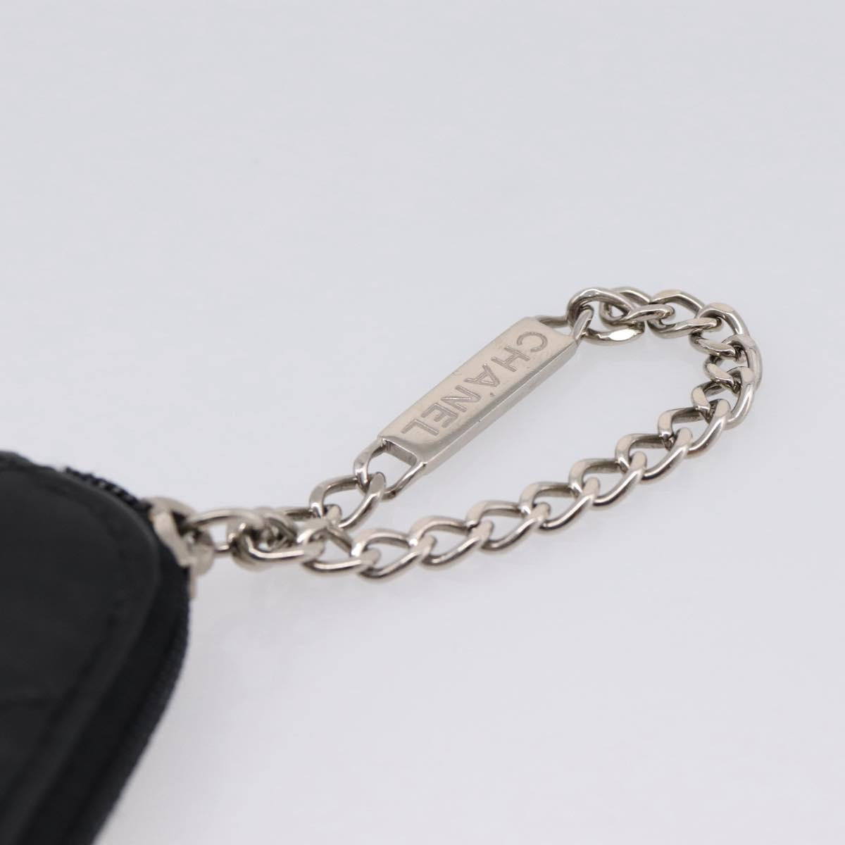 CHANEL Cambon Line Matelasse Pouch Leather Black Silver CC Auth 197572A