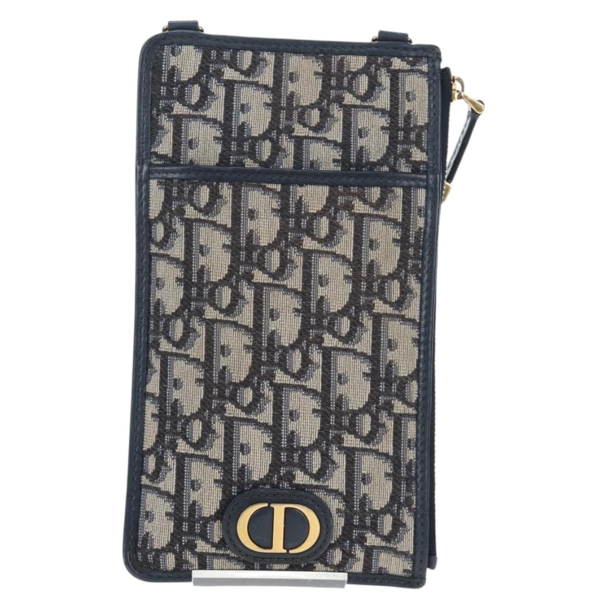 Christian Dior Trotter Canvas 30 Montaigne Diorissimo Bag Navy Gold Auth 197573M