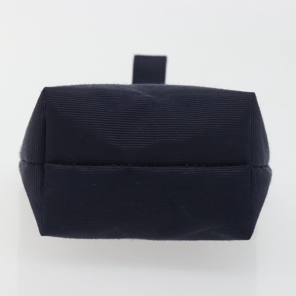 CELINE Circle Pouch Canvas Navy Gold Auth 197576A
