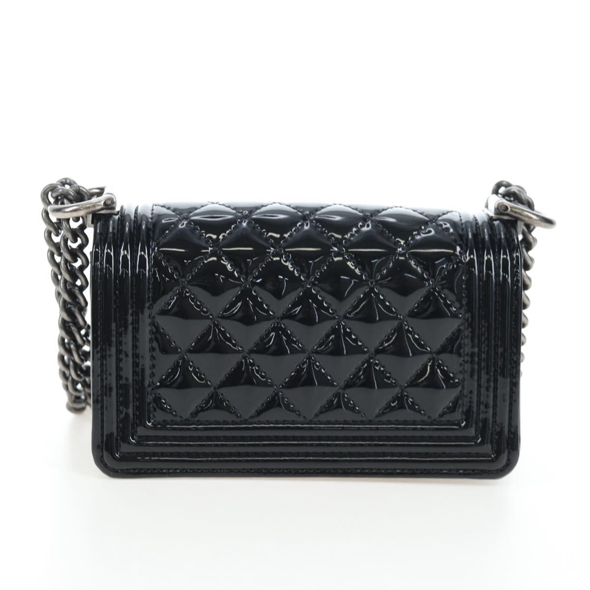 CHANEL Mini Matelasse 12 Success Story Chain Bag Leather Black CC Auth 197581SV