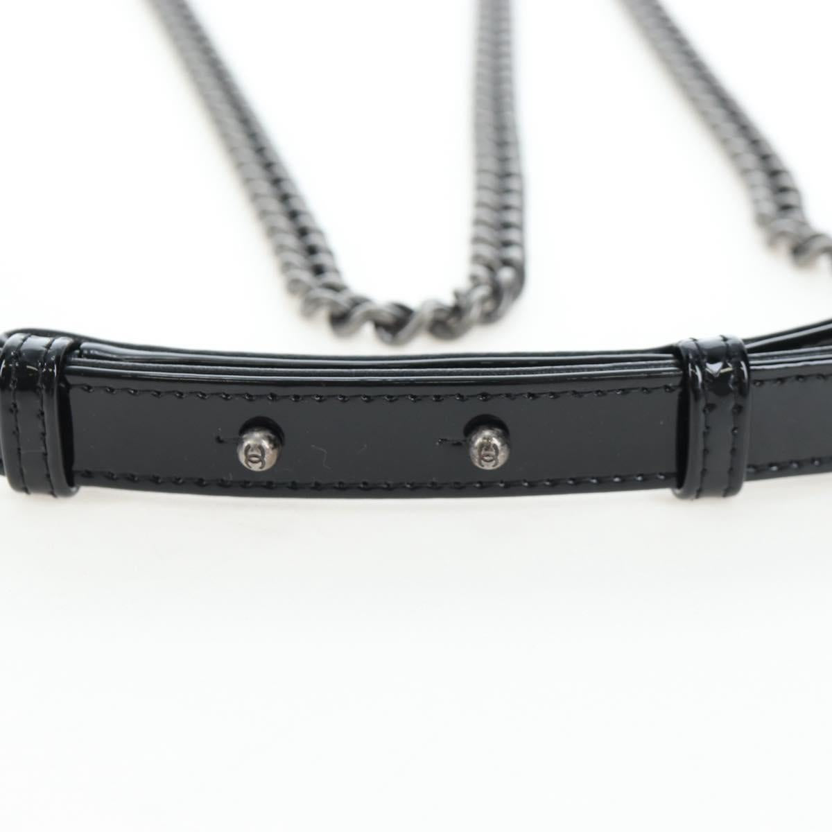 CHANEL Mini Matelasse 12 Success Story Chain Bag Leather Black CC Auth 197581SV