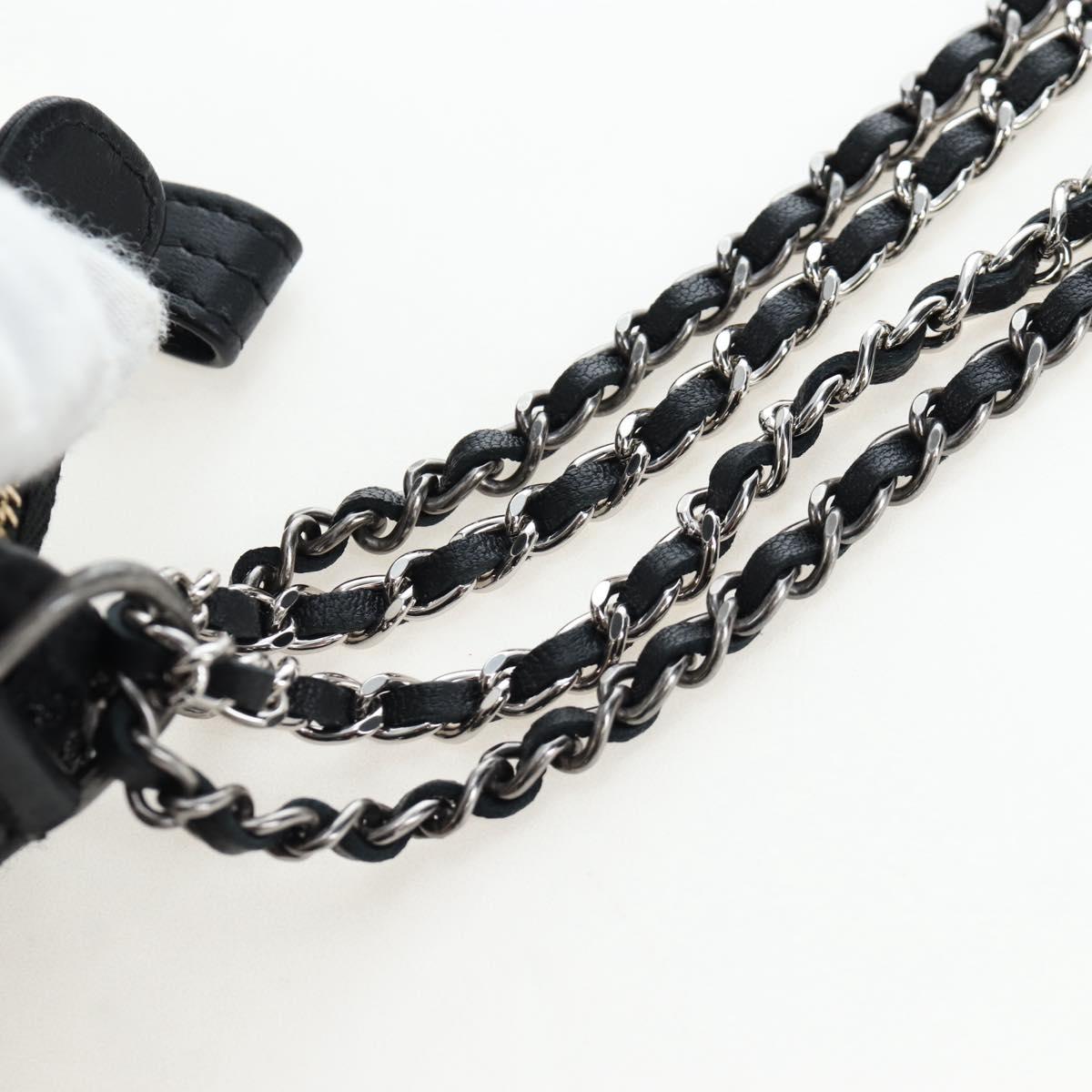 CHANEL Mini Matelasse 12 Success Story Chain Bag Leather Black CC Auth 197581SV