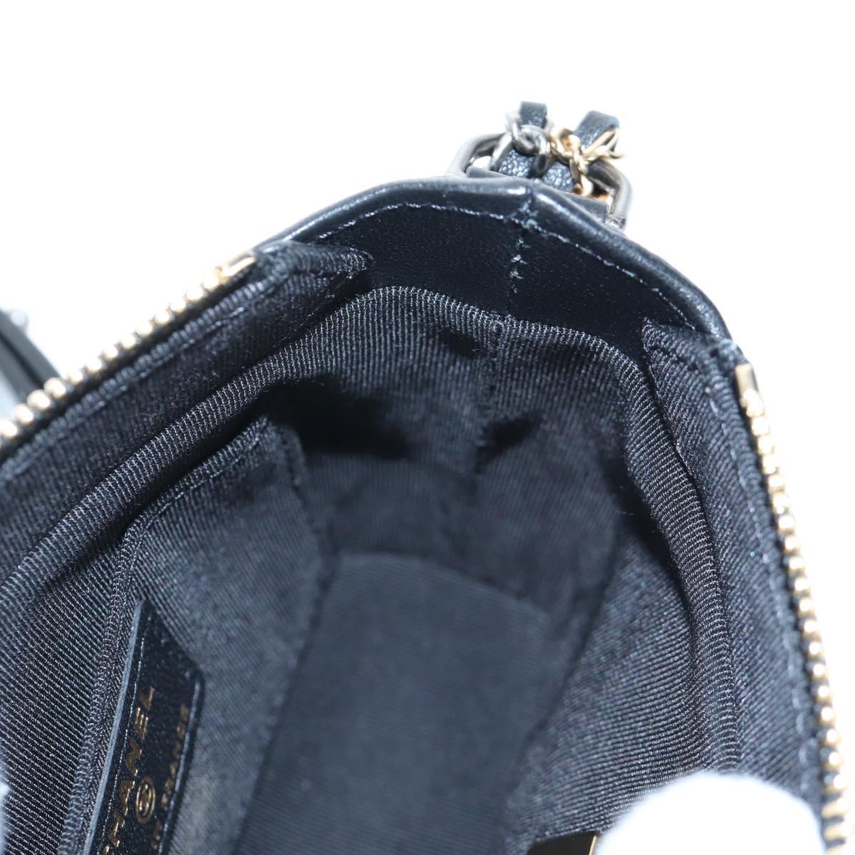 CHANEL Mini Matelasse 12 Success Story Chain Bag Leather Black CC Auth 197581SV