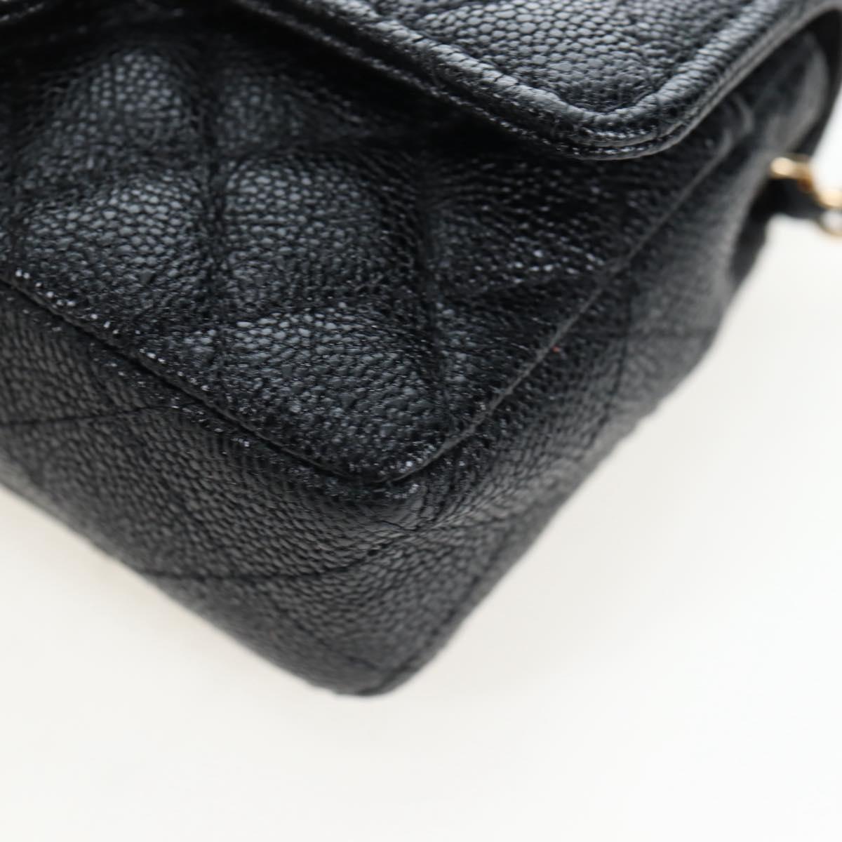 CHANEL Mini Matelasse 12 Success Story Chain Bag Leather Black CC Auth 197581SV