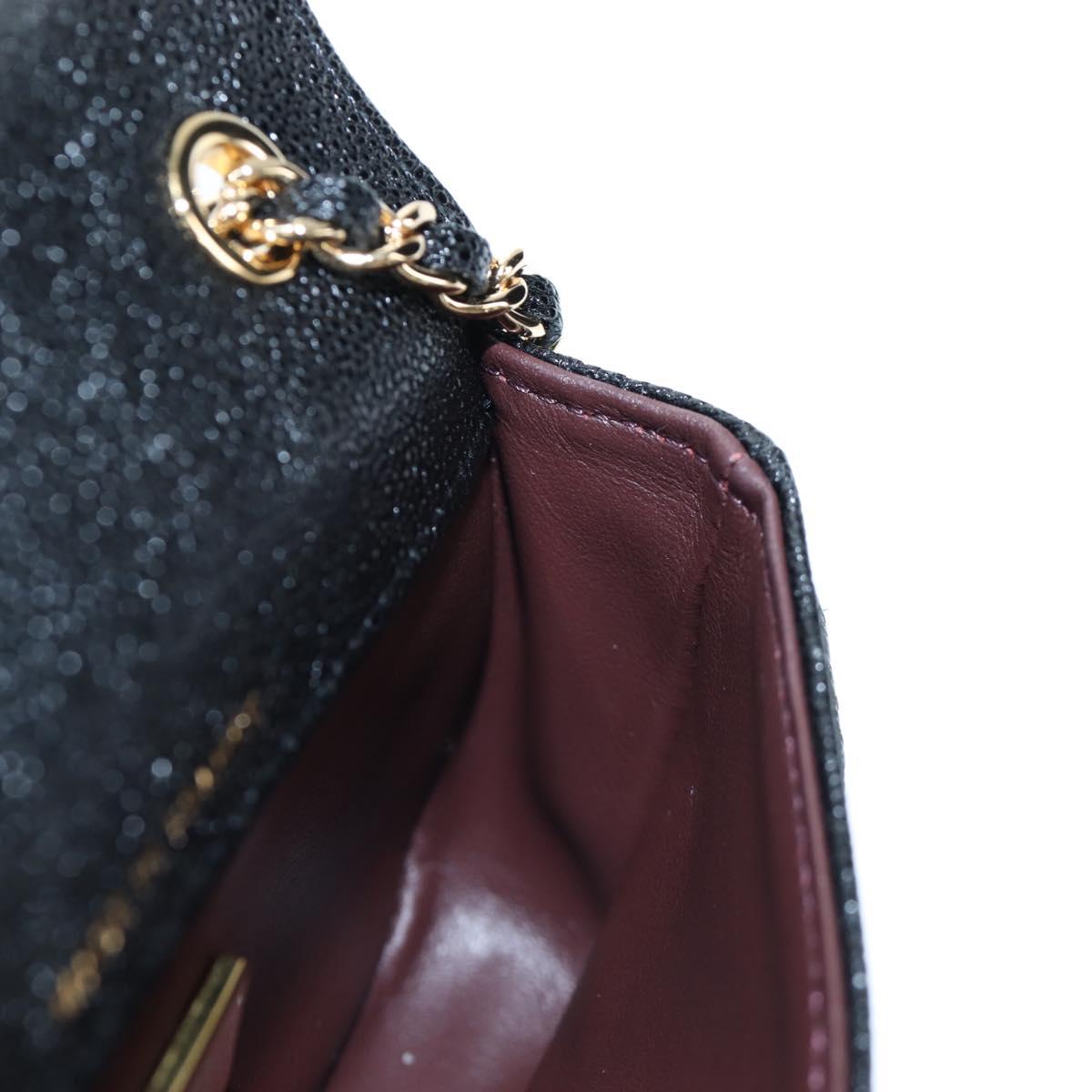CHANEL Mini Matelasse 12 Success Story Chain Bag Leather Black CC Auth 197581SV