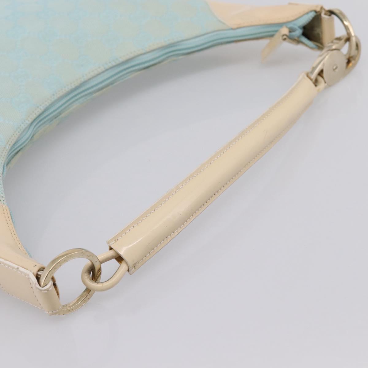 GUCCI GG Canvas Hand Bag Baby Blue Gold 001 4153 Auth 197600