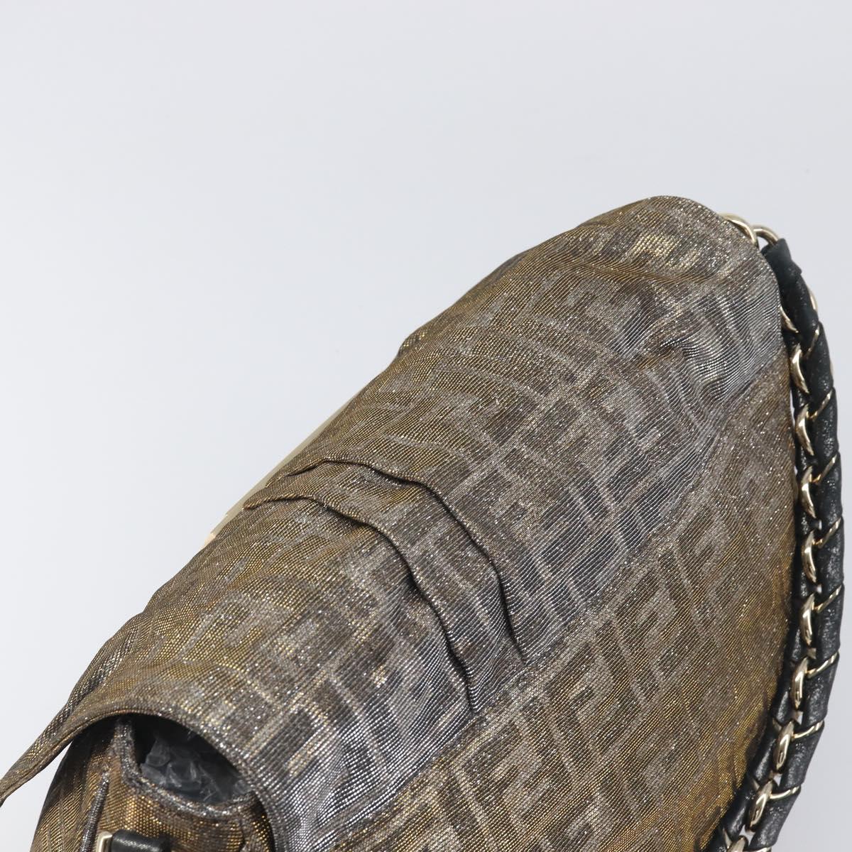 FENDI Zucca Canvas Shoulder Bag Gold Auth 197602V
