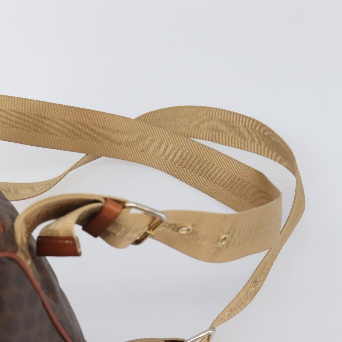 CELINE Macadam Canvas Backpack PVC Leather Brown Gold Auth 197605