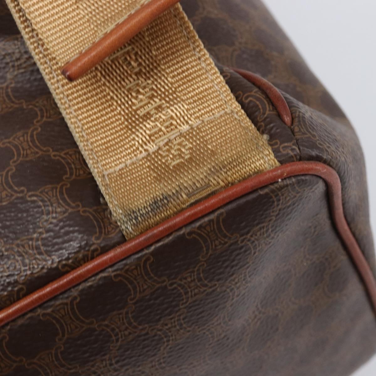 CELINE Macadam Canvas Backpack PVC Leather Brown Gold Auth 197605