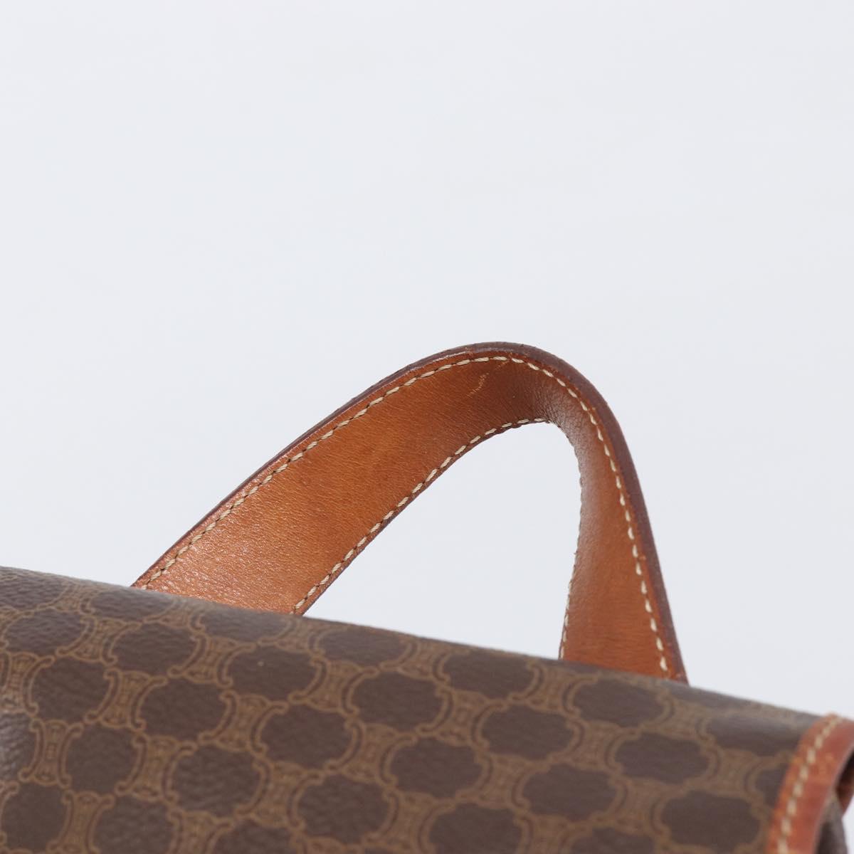 CELINE Macadam Canvas Backpack PVC Leather Brown Gold Auth 197605